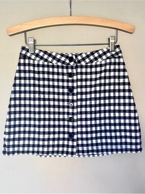 Sunday Best Aritzia Linen Blend Gingham Button Front Mini Skirt Size 0